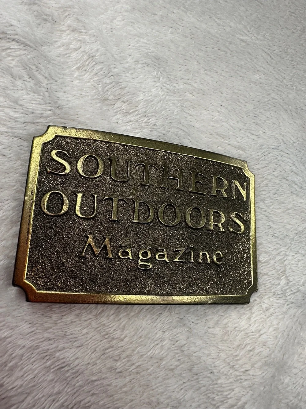 Vintage 1982 Southern Outdoors Magazine belt buckle